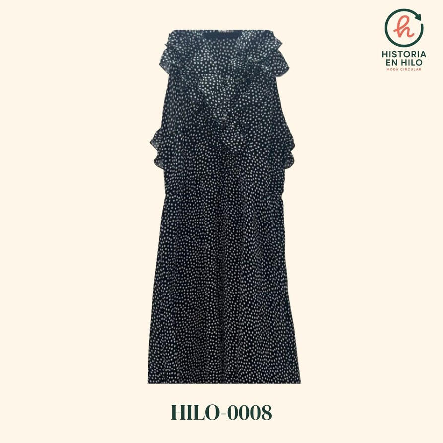 HILO-0008. Vestido negro de puntos_Ragged. ¿Te imaginas alguna nueva historia con él?