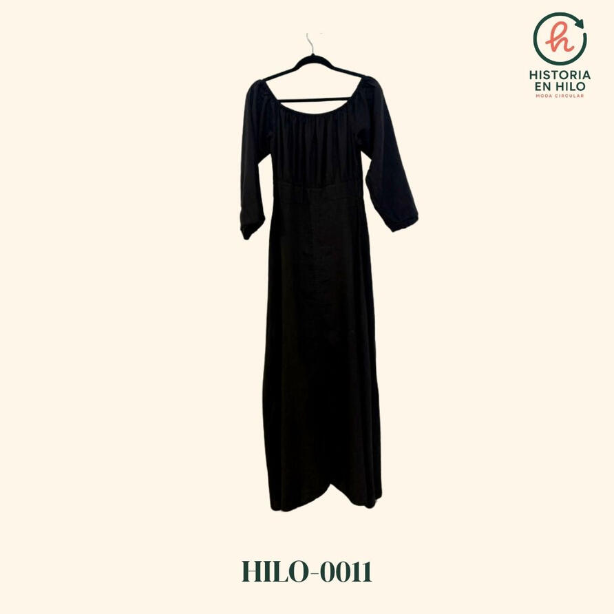 HILO-0011. Vestido Negro tipo Lino_Jeans&amp;Blouses. Fresco, elegante, versátil... Listo para ti.
