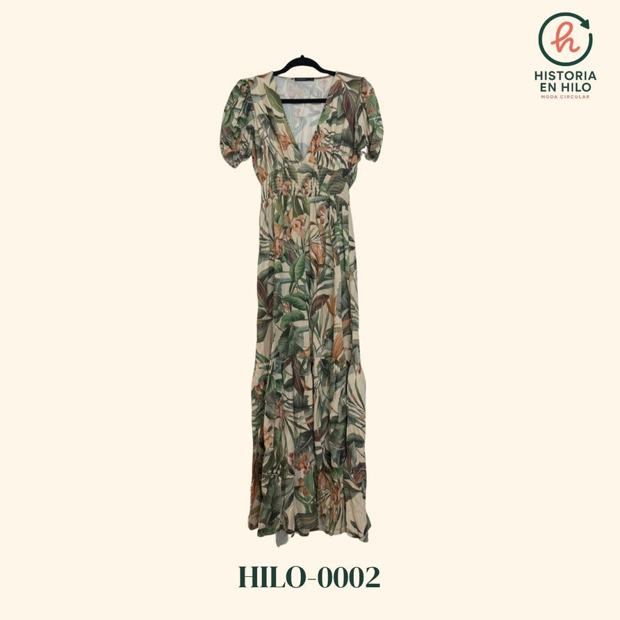 HILO-0002. Vestido Estampado largo con escote_SevenSeven. Muchas historias nuevas por contar.