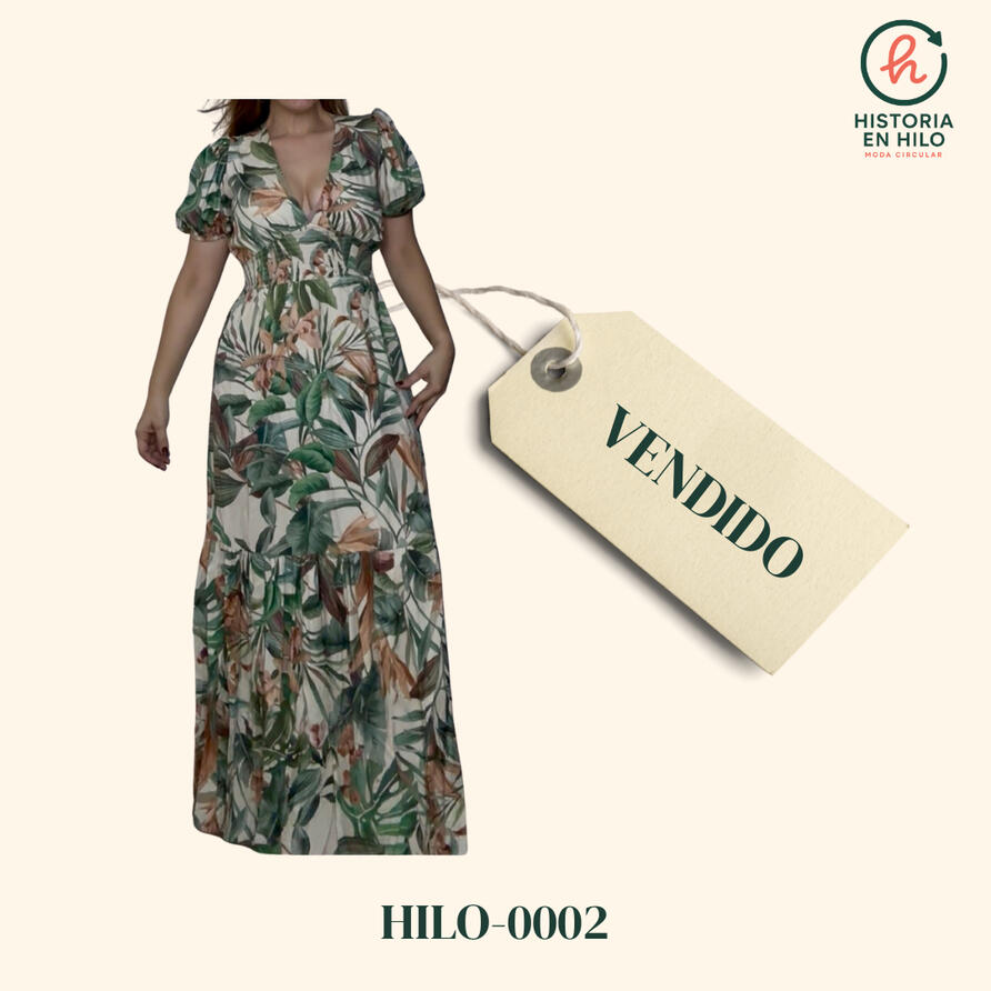 HILO-0002. Vestido Estampado largo con escote_SevenSeven. Muchas historias nuevas por contar.
